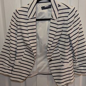The Limited Navy Blue and White Striped Blazer, Size Xsmall